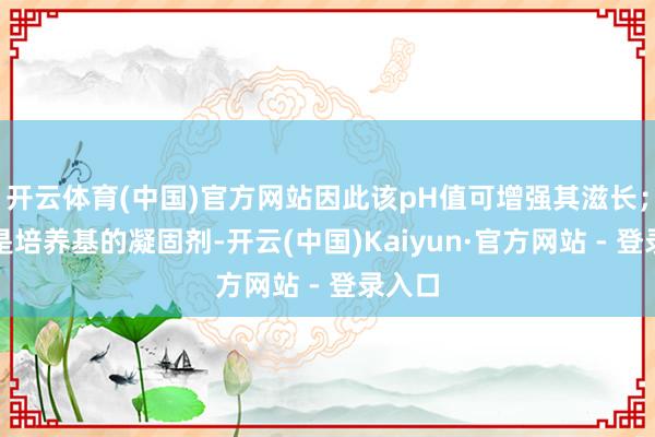 开云体育(中国)官方网站因此该pH值可增强其滋长；琼脂是培养基的凝固剂-开云(中国)Kaiyun·官方网站 - 登录入口